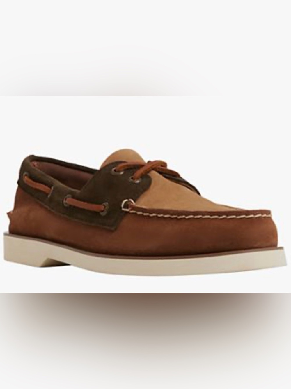 Sperry Brown, Tan & Dark Greenish Brown Suede Leather Boat Shoe Size 11.5